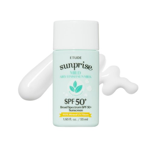 ETUDE Sunprise Sunscreen - Mild Sun Milk SPF 50+ | Sebum-Free, Non-Sticky, Long-Lasting Protection (55ml)