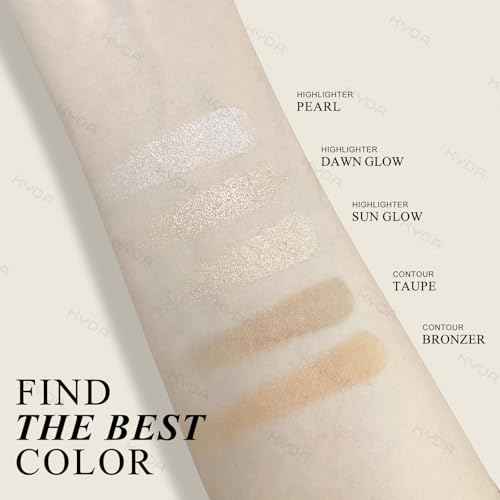 KYDA Face Highlighter Palette, High Glossy Face Illuminator Palette, Narutal Glow Finish, Pearl Shimmer Smooth Baked Powder, Lasting Sparkling Highlighter Makeup-SUN GLOW