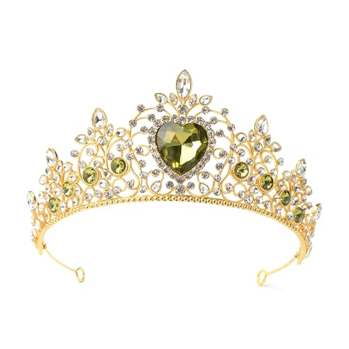 S SNUOY Tiaras and Crowns for Women Crystal Queen Crowns Rhinestone Princess Tiaras for Women Hair Accessories for Bridal Birthday Prom Party - August Peridot