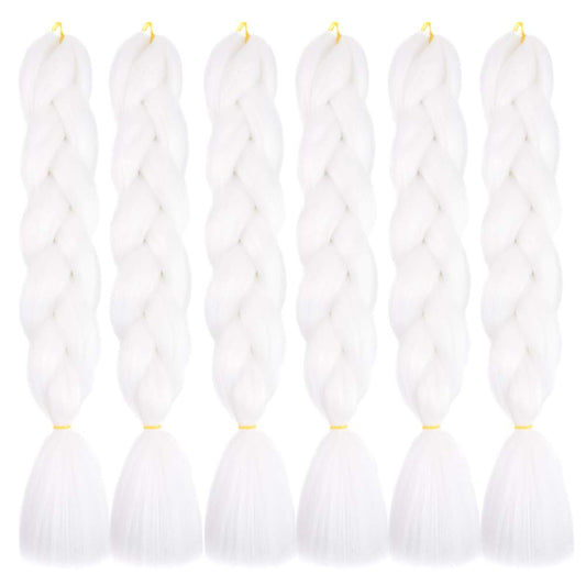 SHUOHAN 6 Packs Ombre Jumbo Braiding Hair Extensions 24 Inch High Temperature Synthetic Fiber Hair Extensions for Box Braids Braiding Hair (White(60#))