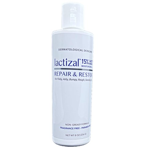 LACTIZAL Repair & Restore lotion With 15% Lactic Acid – 8 oz bottle – 2-in-1 Intensive Exfoliator and Moisturizer For Extream Dry Skin