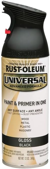 Rust-Oleum 245196 Universal All Surface Spray Paint, 12 oz, Gloss Black