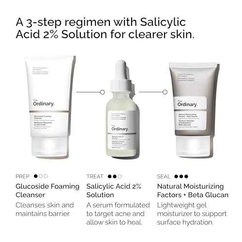 The Ordinary The Acne Set, 3-Step Skin Regimen with Glucoside Foaming Cleanser, Salicylic Acid 2% Solution, and Natural Moisturizing Factors + Beta Glucan | Skin Care Set