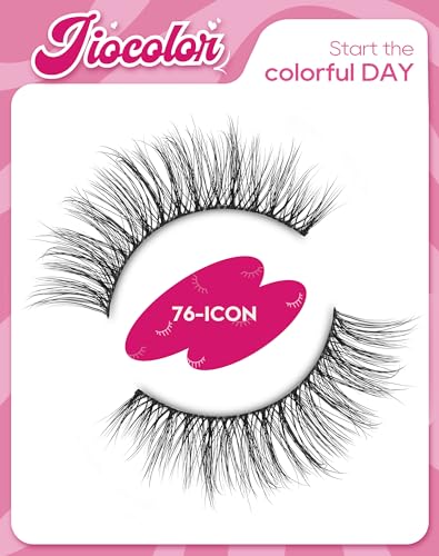 Cat Eye Lashes Light Short Eyelashes Natural Look Thin Band Winged Mink Lashes Short Small Strip Fake Lashes Pack 16mm Foxy False Eyelashes 76-ICON