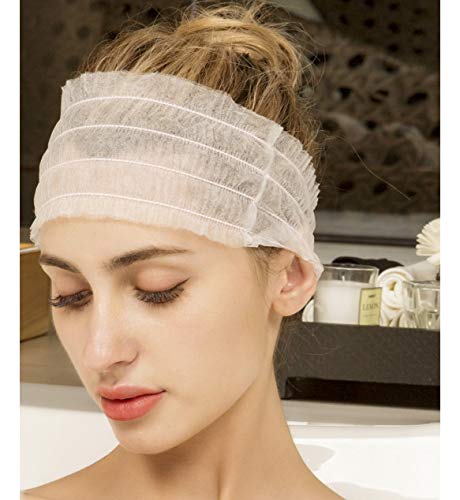 LIFESOFT disposable spa headbands, non-woven hair bands, 100 count (White)