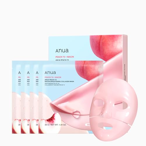 ANUA Heartleaf 70 Soothing Collagen Mask, Overnight Face Mask for Glass Skin, hyaluronic acid, Collagen, Soothing & hydration Facial Mask for Sensitive Skin, Natural Color, Korean Skin Care (38g, 4ea)