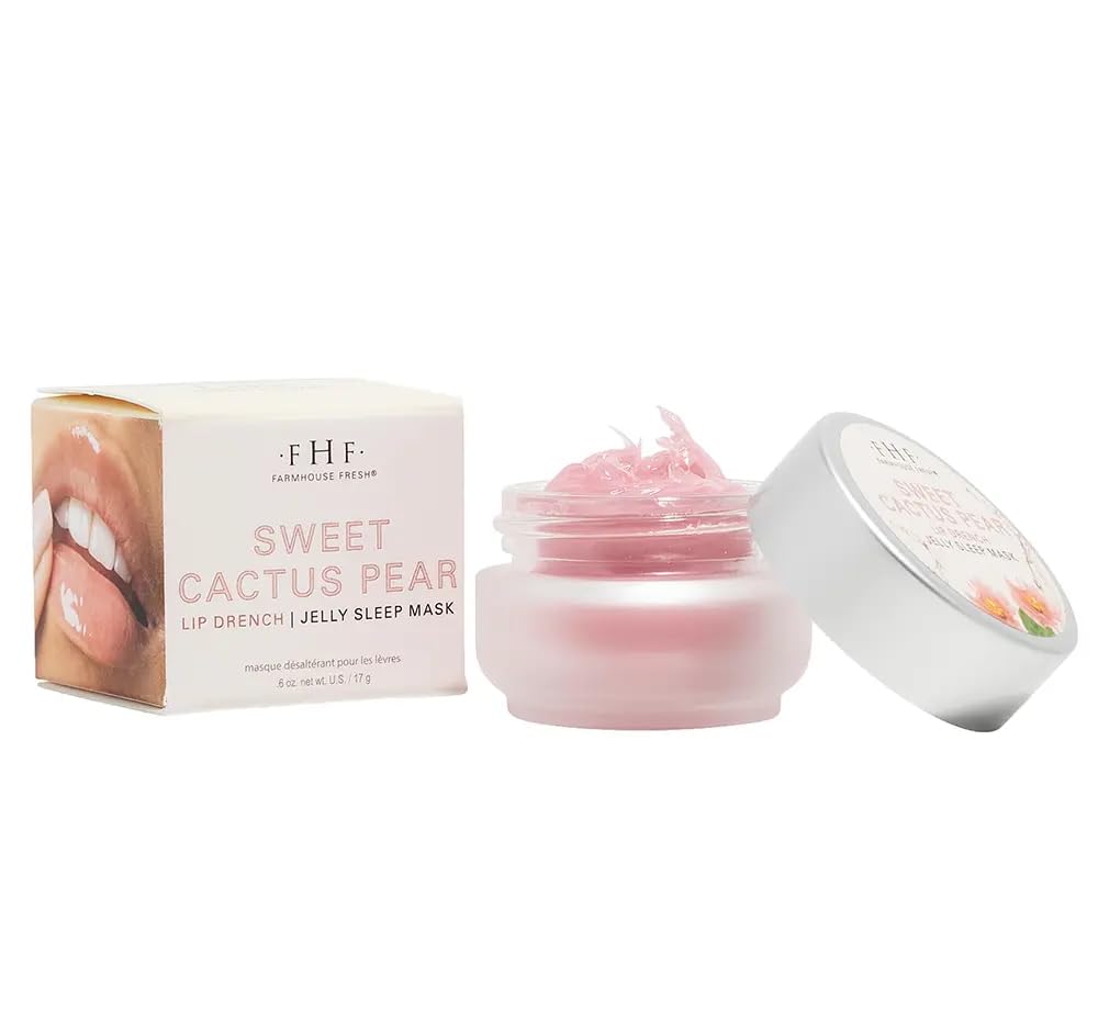 FarmHouse Fresh Sweet Cactus Pear Lip Drench - Hydrating Jelly Sleep Mask for Soft Lips