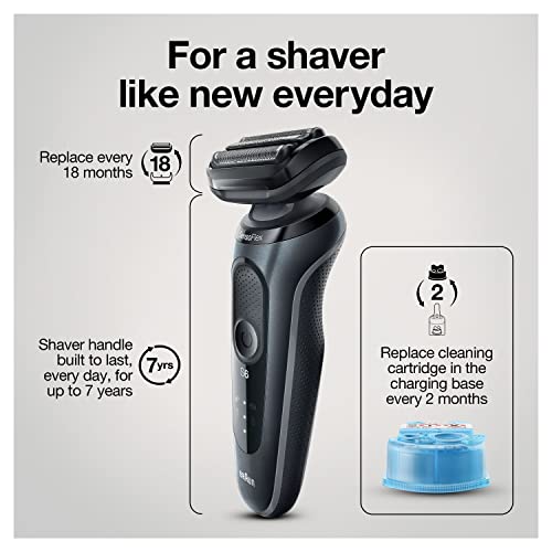 Braun Series 6 6075cc Electric Shaver with SmartCare Center and Precision Trimmer, Wet & Dry, Rechargeable, Cordless Foil Shaver, Black