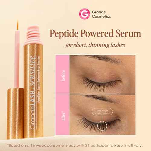 Grande Cosmetics GrandeLASH-Sensitive Peptide Infused Lash Serum for Fuller, Longer-Looking Natural Eyelashes, Enhancing Treatment with Nourishing Botanicals, Cruelty-Free