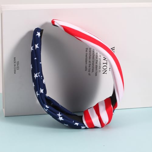 Ardorchid American Flag Headbands for Women Girls Patriotic Independence Day 4th of July Headband USA Red White and Blue Star Hair Accessories Stripe Wide Knotted Headband Hair Hoop Gifts