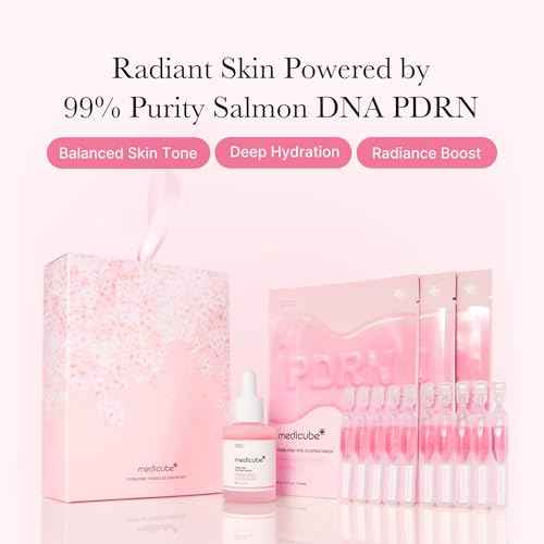 medicube Pink PDRN Trio Gift Set for Glass Glow Skin -Hydrating, Firming, and Radiance-Boosting Skincare Set for Women & Girls | With Salmon DNA PDRN, Peptides and Pink Vitamin | Korean Skincare