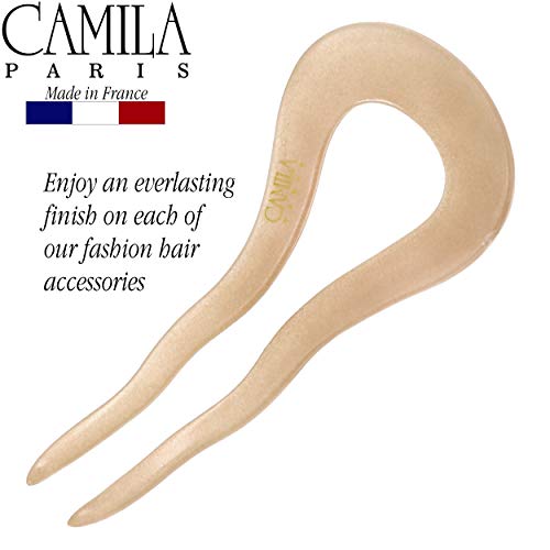 Camila Paris CP2469 French Twist Stick Clip Pins, Handmade, Tokyo, Girls Hair Pin U-Shaped Hair Fork for Girls Spiral Updo Chignon Bun Holder, Fashion Styling Hair Accessories for Women Made in France