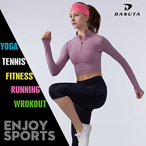 DASUTA Workout Headbands for Women Sports Sweatbands Yoga Hairbands for Fitness Elastic Athletic Non Slip Wicking Headscarf for Men Womens and Girls 10 PCS