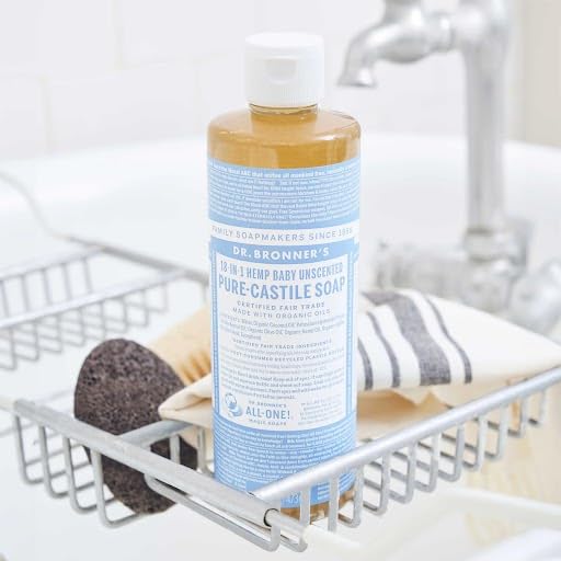 Dr. Bronner's - Pure-Castile Liquid Soap (Baby Unscented, 32 ounce, 2-Pack) - Made with Organic Oils, 18-in-1 Uses: Face, Hair, Laundry and Dishes, For Sensitive Skin and Babies, No Added Fragrance
