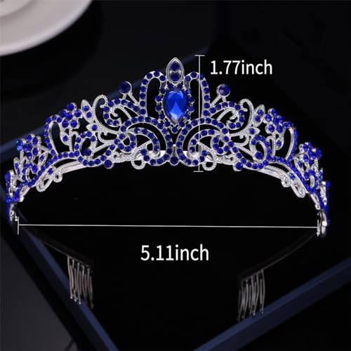 Kamirola - Crystal Tiara Crowns For Women Girls Princess Elegant Crown with Combs Women's Headbands Bridal Wedding Prom Birthday Party Headbands for Women(06) (Silver Blue)