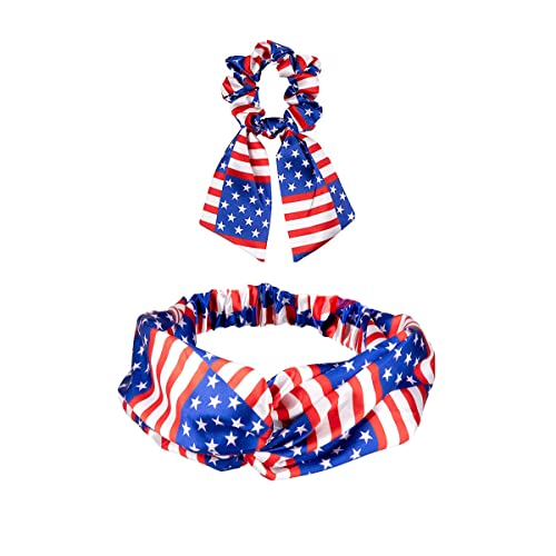 BBTDIN Independence Day Turban Headband Girls Patriotic Bandanas USA Flag Headwarp JHN60 (B1)