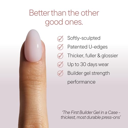 Celebritips Press On Nails - Salon U-ltimate™ | Ballerina, Extra Short Almond Nails, Reusable | 16 sizes - 32 Nails Kit with Glue and Sticky Tabs