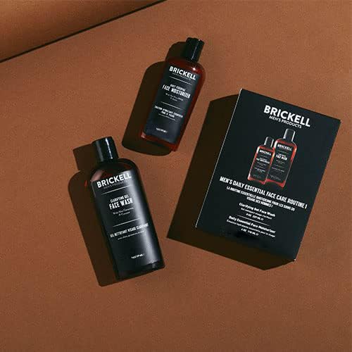Brickell Men's Daily Essential Face Care Routine - Gel Facial Cleanser & Moisturizer Set | Natural & Organic Skincare Gift