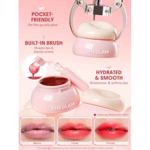 SHEGLAM Hydra Jelly Pocket Lip Jam Hydrating Nourishing Lip Gloss Moisturizing Lip Makeup-Guava Glow