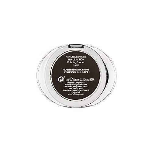 No7 Lift & Luminate Triple Action Powder - Light - Pressed Makeup Setting Powder for Face - Compact Setting Powder Reduces the Appearance of Fine Lines & Enhances Glow (10g)