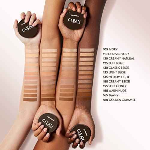 Covergirl Clean Invisible Pressed Powder, Lightweight, Breathable, Vegan Formula, Creamy Natural 120, 0.38oz