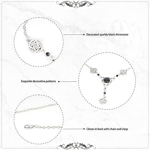 FRESHME Fairy Elf Ears with Celtic Headpiece Kit - Elf Ears and Celtic Knot Head Chain Boho Crystal Bead Head Pendant Headband Women s Halloween Renaissance LARP Cosplay Costume