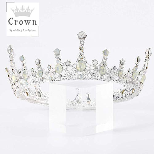 Fairyu Baroque Wedding Bride Crown and Tiaras Rhinestone Gemstone Crown Tiaras Queen Bridal Crowns Elegant Roal Hair Accessories for Women and Girls (Green)