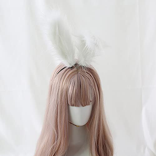 Fxaelian Cosplay White Rabbit Bunny Long Ears Headband Hairband Hair Clips Headpeice Easter Halloween Costume Party Headpiece Headwear Hair Accessories White