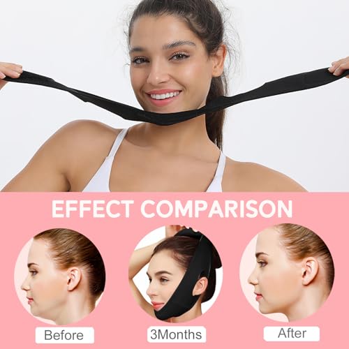 MASIKA V-Line Mask, Chin Strap for Sleeping,Chin Strap for Women,Jaw Exerciser,Jawline Shaper,Jaw Strap,Double chin strap,Jawline Shaper,Reusable chin stra,Black