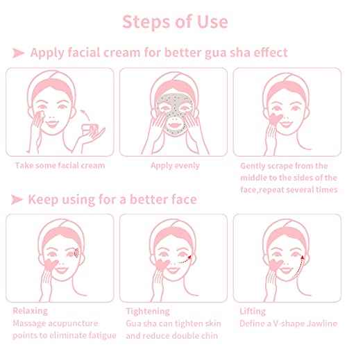 Gua Sha Facial Tools, Rose Quartz Guasha Tool for Face & Eye, Puffiness Reducing & Jawline Sculpting Face Stone Gua Sha Tools for Skin Care Woman GuaSha Stone Tool, Pink