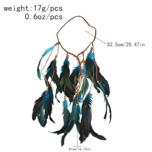 GORTIN Boho Feather Headband Hippie Headband Gypsy Feather Headpiece Indian Costume Headwear Hair Accessory for Women (A-Blue, One size)