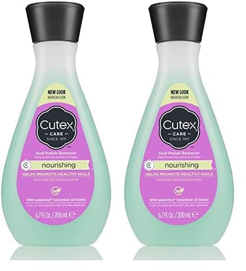 Cutex Nail Polish Remover - Nourishing Formula with Vitamins E & Apricot Oil | 6.76 Fl Oz (Pack of 2)