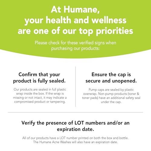 humane Regular-Strength Acne Wash - 5% Benzoyl Peroxide Acne Treatment for Face, Skin, Back and Body - 8 Fl Oz - Dermatologist-Tested Non-Foaming Cleanser - Vegan, Cruelty-Free