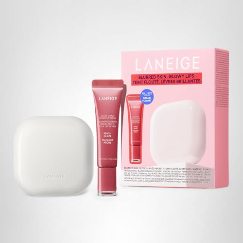 LANEIGE Blurred Skin & Glowy Lips Set | Laneige Neo Blurring Powder & Glaze Craze Tinted Lip Serum | K-Beauty Duo for Shine-Free Skin & Glassy Lips