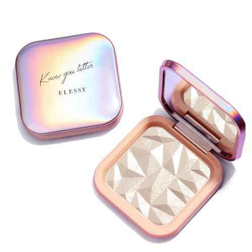 ELESSY Highlighter Makeup Palette,Face Glitter illuminator Palette,Natural Sparkling Finish Highlighter Powder,High Glossy Shimmer Smooth Baked Powder,Lasting Shining Highlighter Palette -SUN GLOW