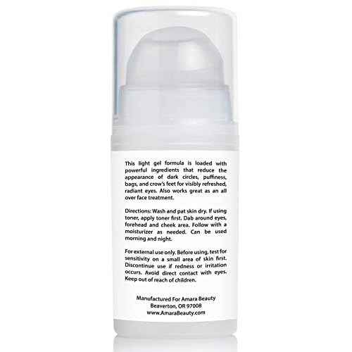 Amara Beauty Eye Cream Gel for Dark Circles and Puffiness with Peptides & Hyaluronic Acid, 0.5 fl. oz.