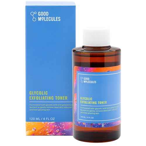 Good Molecules Glycolic Exfoliating Toner - Hyaluronic and Glycolic Acid Daily Toner for Face - Cleansing Facial Exfoliant for Glowing Even Skin Tone, Skin Care
