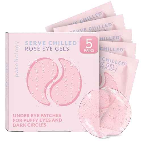 Patchology Serve Chilled Ros? Hydrating Under Eye Patches ? Hyaluronic Acid & Antioxidant-Infused Eye Masks to Reduce Dark Circles, Puffiness & Fine Lines - Ideal Skincare Essentials (5 Pairs)