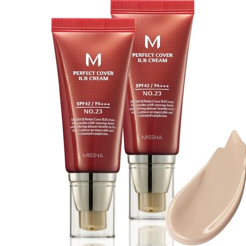MISSHA M Perfect Cover BB Cream No.13 Bright Beige - Fair with Cool Undertone SPF 42 PA +++ 1.69 Fl Oz - Tinted Moisturizer for face with SPF