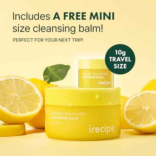 Ceramide Yuja Makeup Cleansing Balm with Travel Size | Deep Cleansing All-in-One Korean Face Cleanser, Makeup Remover, Zero Irritation, Blackheads Remover, Clean Beauty, Vegan (120g / 4.23oz)