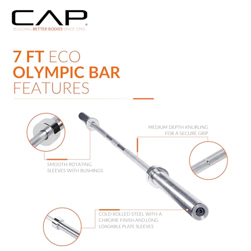 CAP Barbell 2-Inch Olympic Barbell Bars | 5 ft, 6 ft, & 7 ft | Multiple Options