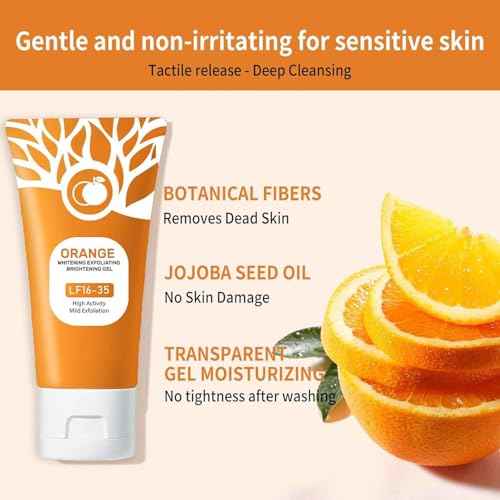 Orange Exfoliating Gel Scrub, Deep Cleansing Moisturizing Scrub with Enzymes, Purifying Exfoliating Gel for Face & Body, Facial Exfoliator Cleanser to Remove Blackheads (3PC, 1)