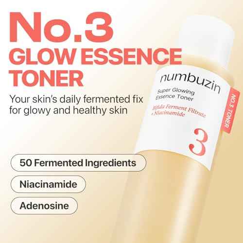 numbuzin No.3 Toner | Super Glowing Essence Toner | Skin Radiance, Pore Tightening, Skin Texture, Hydration | Fermented Ingredients, Niacinamide, Galactomyces | 6.76 fl. oz.