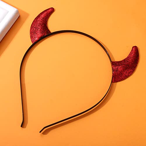 NEVEF Halloween Devil Horns Headband for Women Shining Halloween Headband Costume Party Accessory for Men (Glitter Devil Horn)