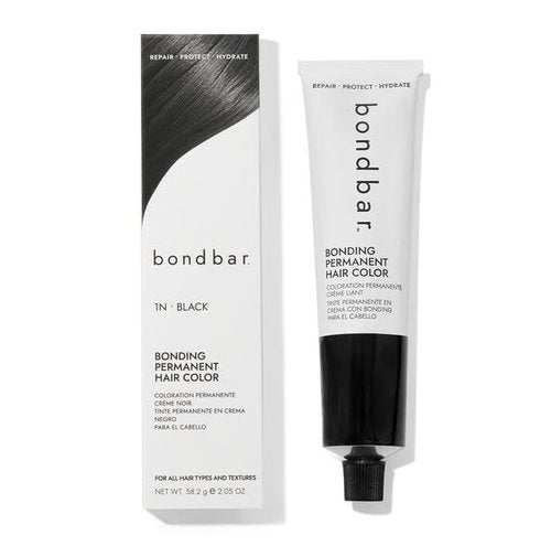 Bondbar 1N Black Hair Color - Vegan Permanent Creme Dye with Built-In Bonding, 2.05 Oz