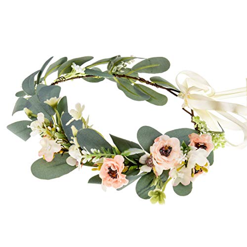 Eralove Christmas Wedding Flower Crown Boho Bridal Flower Wreath Babies Breath Hair Crown Headpiece