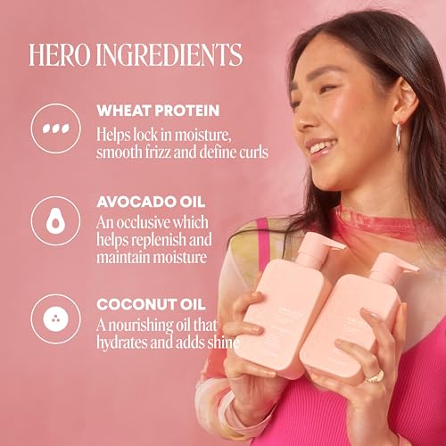 MONDAY HAIRCARE Smooth Shampoo + Conditioner Bathroom Set (2 Pack) 27oz Each for Frizzy, Coarse, and Curly Hair, Made from Coconut Oil, Shea Butter, & Vitamin E, 100% Recyclable Bottles