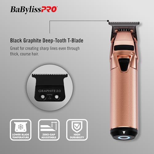BaBylissPRO FXONE ROSEFX All Metal Trimmer with Interchangeable Battery