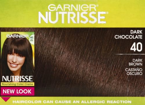Garnier Nutrisse Ultra Crème Hair Color, Permanent Hair Dye with 100% Gray Coverage, Vegan & Cruelty-Free, 40 Dark Brown (Dark Chocolate), 2 Count