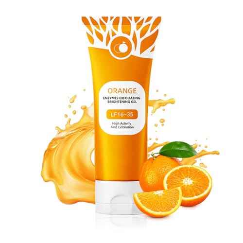 Orange Exfoliating Gel for Face & Body, 2025 Exfoliating Cleansing Gel Scrub, Orange Enzymes Exfoliatings Gels, Deep Clean Pores, Remove Blackheads & Moisturize Skin, All Types Skin (1pcs, 3.38 fl oz)